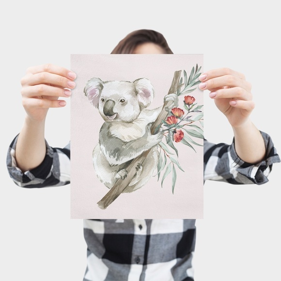 Watercolor Floral Koala Illustration Wall Art Print Poster Unframed - Picture 5 of 10